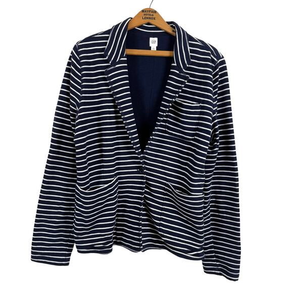Gap Women Striped Sweater Blazer Size Large Preppy Academia Nautical Coastal - Picture 1 of 6